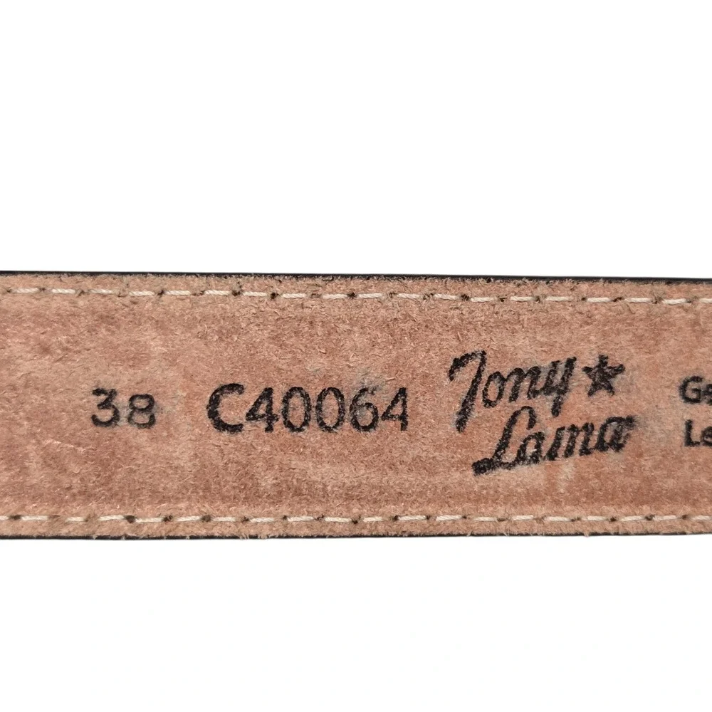 New Tony Lama Belt Mens 38 Brown Floral Tooled Leather Western Silver Buckle